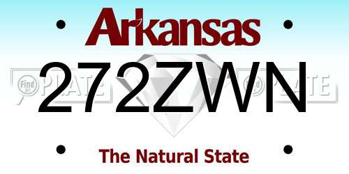272ZWN Arkansas License Plate