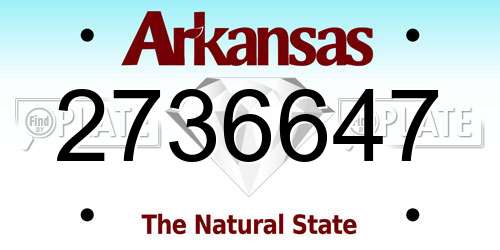2736647 Arkansas License Plate