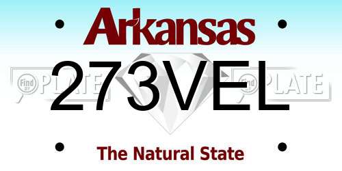 273VEL Arkansas License Plate