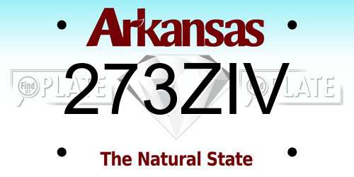 273ZIV Arkansas License Plate