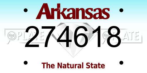 274618 Arkansas License Plate