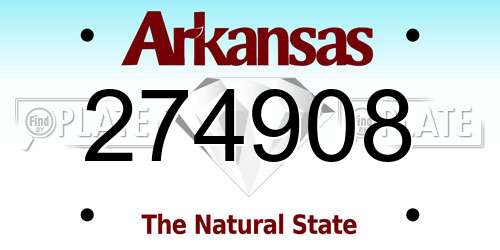 274908 Arkansas License Plate