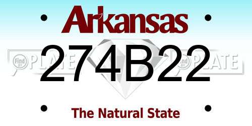 274B22 Arkansas License Plate