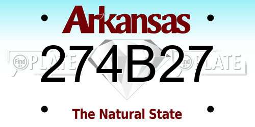 274B27 Arkansas License Plate