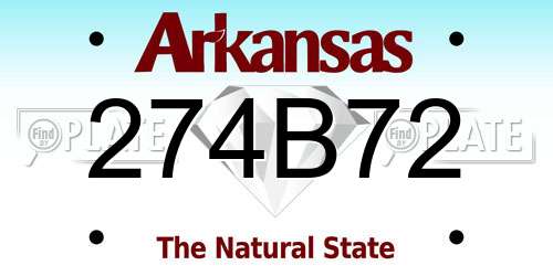 274B72 Arkansas License Plate