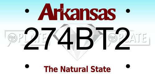 274BT2 Arkansas License Plate
