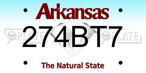 274BT7 Arkansas License Plate