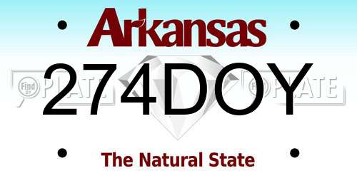274DOY Arkansas License Plate