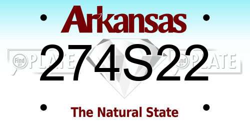 274S22 Arkansas License Plate