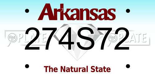 274S72 Arkansas License Plate
