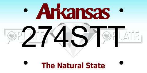 274STT Arkansas License Plate