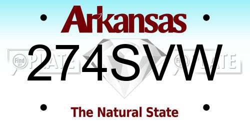 274SVW Arkansas License Plate