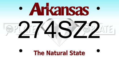 274SZ2 Arkansas License Plate