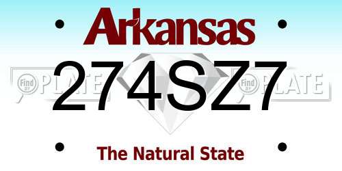 274SZ7 Arkansas License Plate