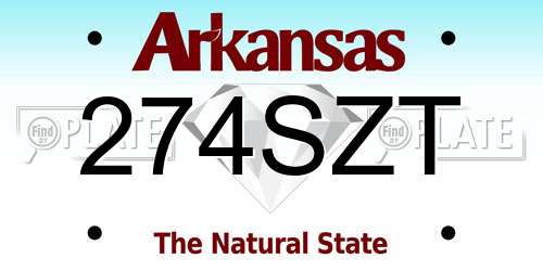 274SZT Arkansas License Plate