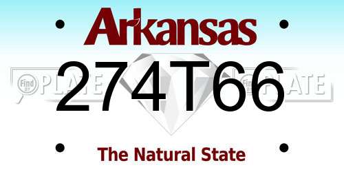 274T66 Arkansas License Plate