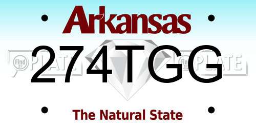 274TGG Arkansas License Plate