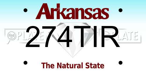 274TIR Arkansas License Plate
