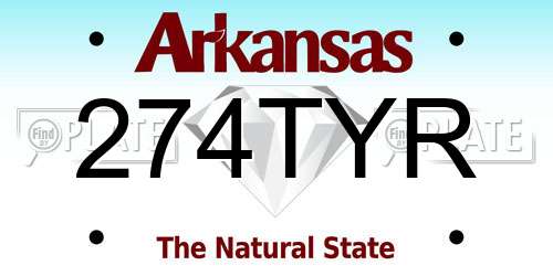 274TYR Arkansas License Plate