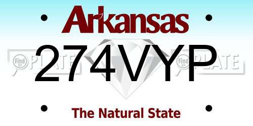274VYP Arkansas License Plate