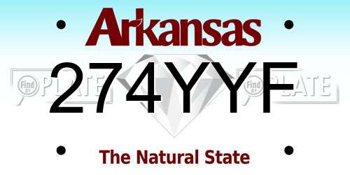 274YYF Arkansas License Plate