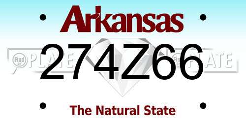 274Z66 Arkansas License Plate