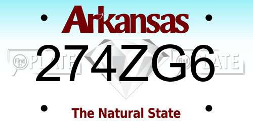 274ZG6 Arkansas License Plate