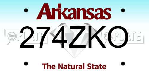 274ZKO Arkansas License Plate