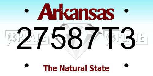 27587T3 Arkansas License Plate