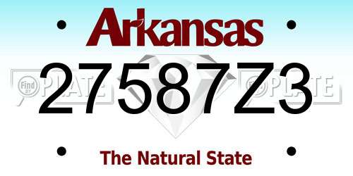27587Z3 Arkansas License Plate