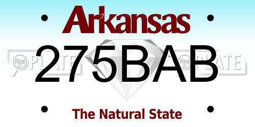 275BAB Arkansas License Plate