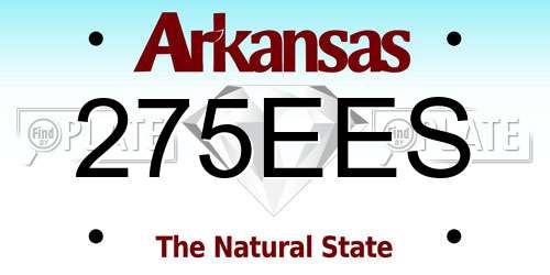 275EES Arkansas License Plate