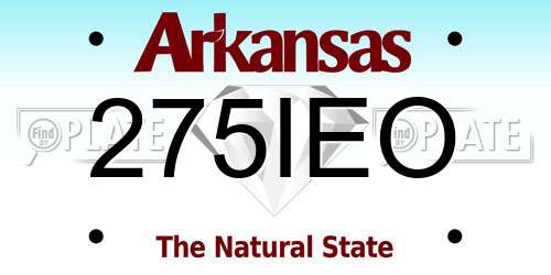 275IEO Arkansas License Plate