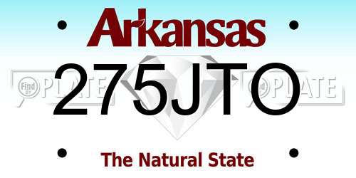 275JTO Arkansas License Plate