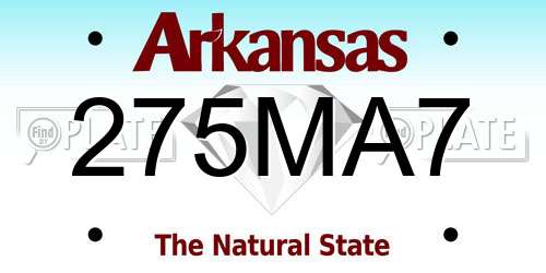 275MA7 Arkansas License Plate