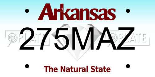 275MAZ Arkansas License Plate