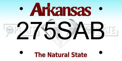 275SAB Arkansas License Plate