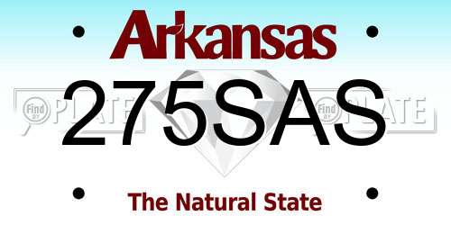 275SAS Arkansas License Plate