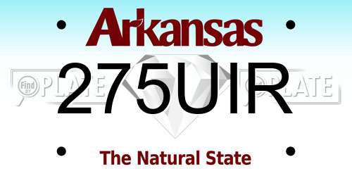 275UIR Arkansas License Plate