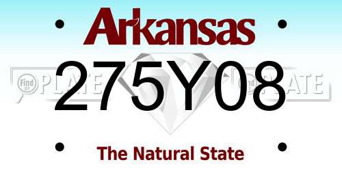 275Y08 Arkansas License Plate