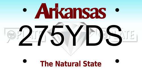 275YDS Arkansas License Plate