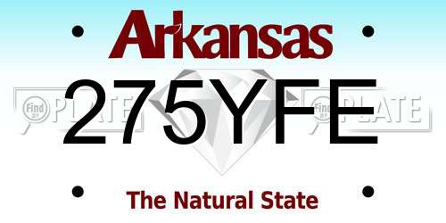 275YFE Arkansas License Plate