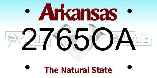 2765OA Arkansas License Plate