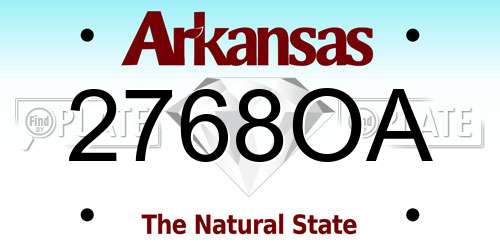 2768OA Arkansas License Plate