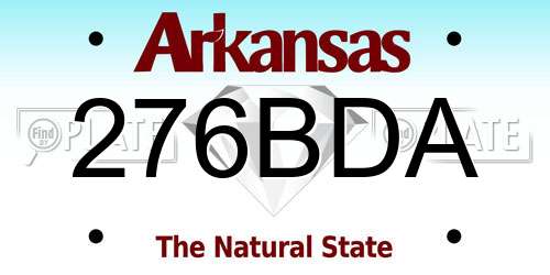 276BDA Arkansas License Plate