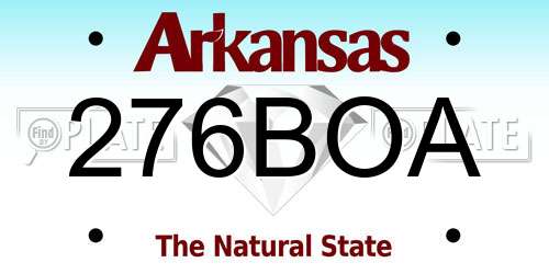 276BOA Arkansas License Plate