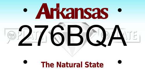 276BQA Arkansas License Plate