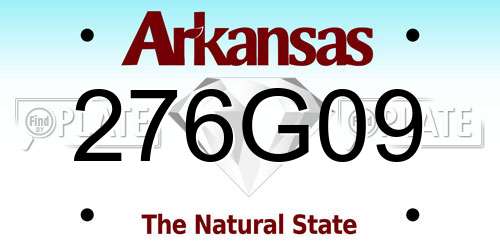 276G09 Arkansas License Plate
