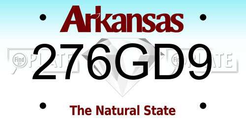 276GD9 Arkansas License Plate