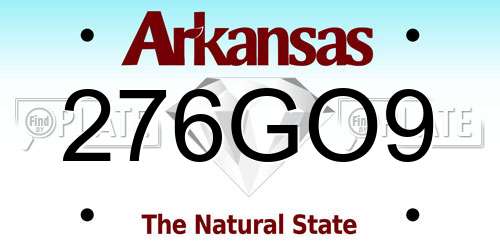 276GO9 Arkansas License Plate
